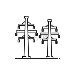 电线路图片_结构格子塔和架空电力线隔离轮廓