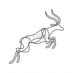 羚羊的无尽线条艺术插图白色背景
