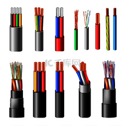导体图标图片_各种类型的电力电缆与电线导体结