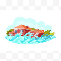 自然灾害和洪水。房屋被毁，水涨