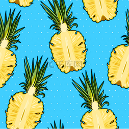 夏天纹理背景图片_无缝的菠萝和圆点