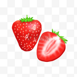 草莓切开的图片_切开的红色草莓