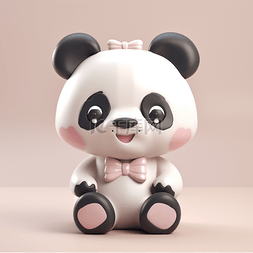 3D立体黏土动物可爱卡通熊猫