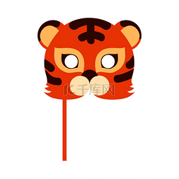 动物园的老虎图片_老虎动物嘉年华面具矢量插图平面