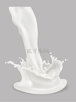 Milk splash. 3d vector icon