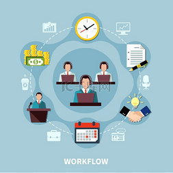 工作可视化表图片_业务流程圈组成平面时间管理和金