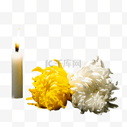 清明清明节祭奠菊花和蜡烛