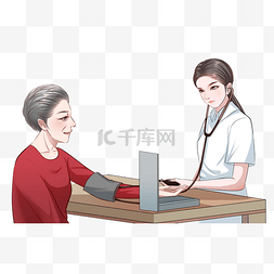高血压广告图片_人物高血压测血压医生患者