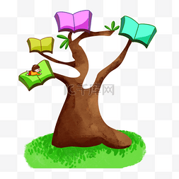 坐在树上读书图片_小女孩正在树上学习