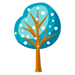 气候的图片_树的冬季插图手绘风格的季节性符