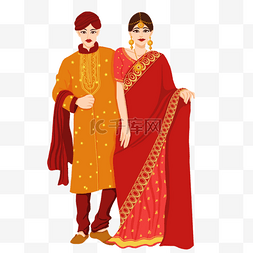 印度纱丽图片_红黄色搭配的印度婚礼