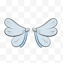 蓝色灰色简约水彩卡通可爱翅膀