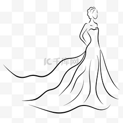 抽象线条婚纱礼服飘起长裙新娘