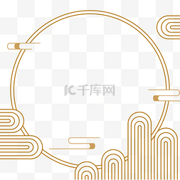 抽象花纹边框图片_韩国云朵黄色几何圆形线条边框