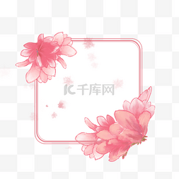 水彩玉兰花卉粉色边框