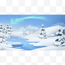 水冷风扇机图片_冬季景观。圣诞节背景。3d 矢量图