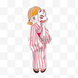 可爱的日本夏季浴衣人物形象