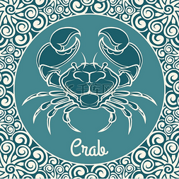 螃蟹标志模板螃蟹标签螃蟹标志蓝