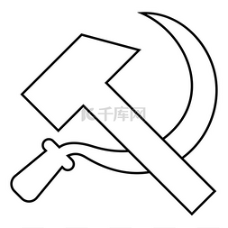 苏联帮扶图片_锤子和镰刀图标黑色矢量插图平面