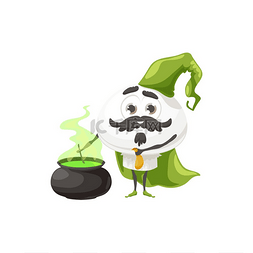有趣的蔬菜图片_蘑菇卡通人物在大锅中烹饪药水，