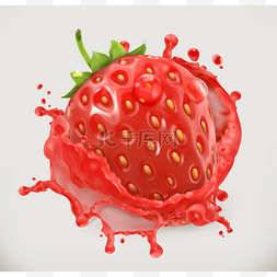 草莓汁图片_新鲜草莓汁飞溅