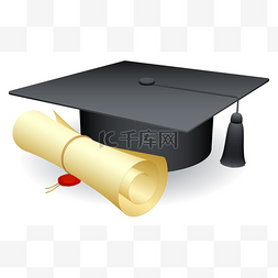 毕业证书手绘图片_毕业帽.