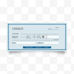 蓝色简洁大气模拟银行支票