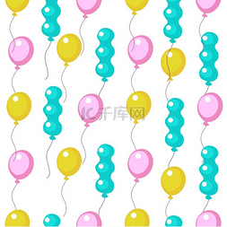 多色气球图片_矢量无缝图案多色气球用于纺织品