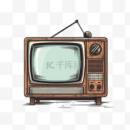 卡通手绘老式电视机