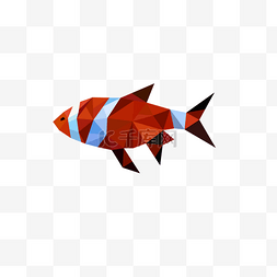 几何图形彩色图片_红白交替色彩低聚抽象鱼