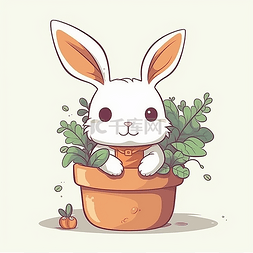 小兔子抱图片_抱着陶罐的小兔子