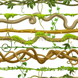 扭曲的树图片_扭曲的野生藤本植物无缝模式。