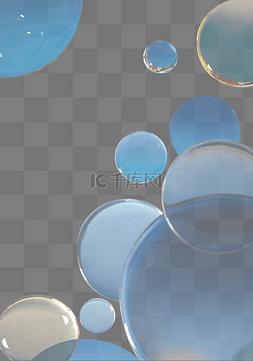 3D渐变蓝色C4D玻璃圆圈