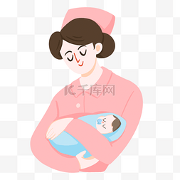 抱着襁褓中的婴儿的护士剪贴画