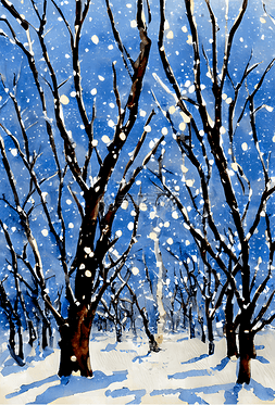 冬天的景色图片_冬天的树