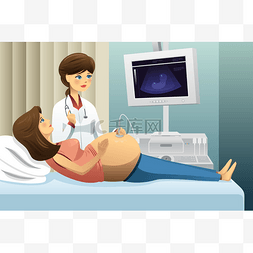 医生博士图片_怀孕妇女接受超声波检查