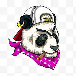 熊猫吉祥物图片_熊猫t恤头像嘻 风格粉紫色围巾