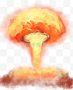 爆炸蘑菇云图片_蘑菇云水彩画风