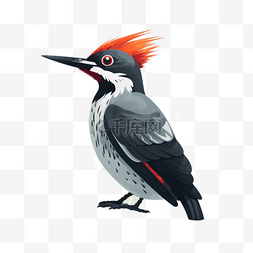 可爱卡通动物免图片_手绘动物扁平素材啄木鸟(4)