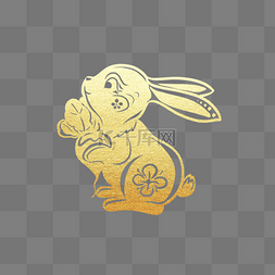 金色剪纸兔子兔年