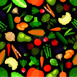 海藻图案图片_有机和素食蔬菜无缝图案隔离在白