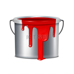 y油漆桶图片_具有白色塑料桶盖和红色油漆矢量