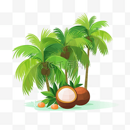 夏季扁平卡通风三棵椰子树