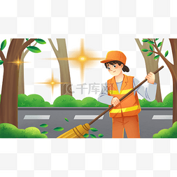 城市守护者图片_环卫工人节环卫劳动工人清洁扫地