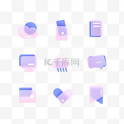 icon图标商务图片_互联网办公清新毛玻璃半透明图标