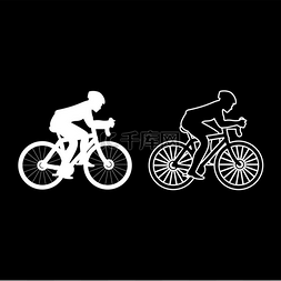 男性剪影图标图片_自行车剪影图标上的骑自行车的人