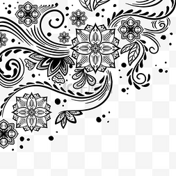 书法艺术背景图片_线条花纹华丽印第安细节花卉