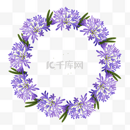 金线花卉图片_非洲百子莲水彩花卉紫色花环边框