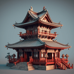 3D日式传统建筑元素