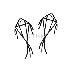 带尾巴的图片_两只风筝用绳子隔开象征着夏季节